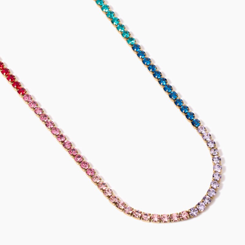 Girocollo regolabile dorato cristalli multicolor - 851017