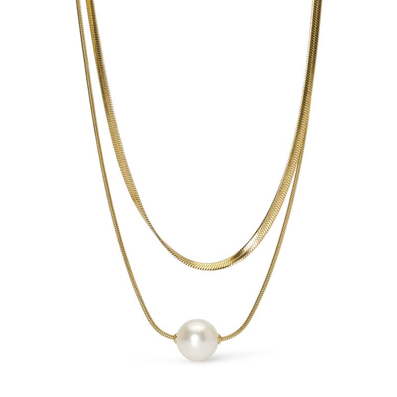 Girocollo dorato con doppia catena e perla conchiglia - 851020