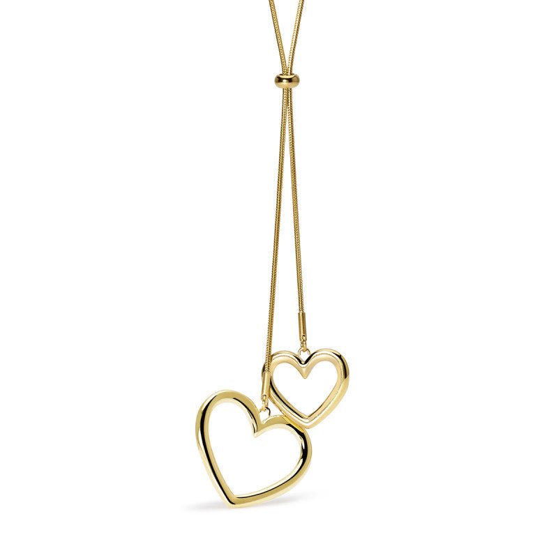 Collana  dorata con catena snake e cuori - 851025