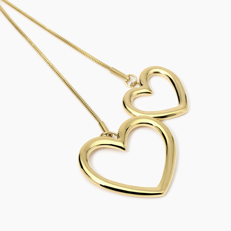 Collana  dorata con catena snake e cuori - 851025