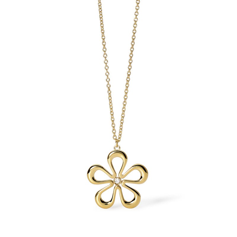 Girocollo in acciaio dorato con fiore - 851029