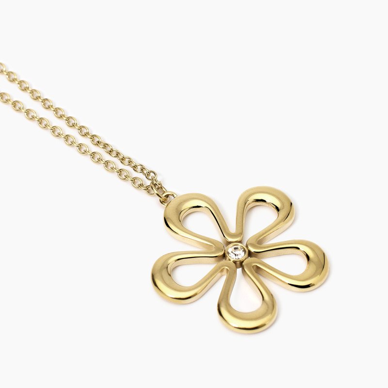 Girocollo in acciaio dorato con fiore - 851029