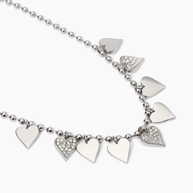 Girocollo con catena a sfere e cuori - 851032