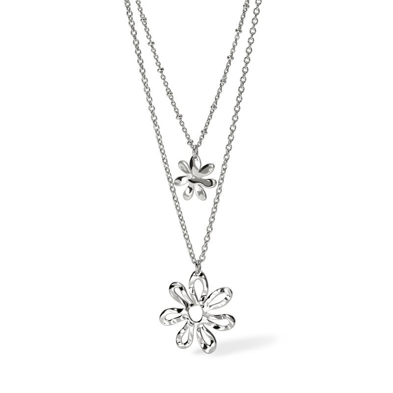 Girocollo con doppia catena e pendenti fiore - 851036