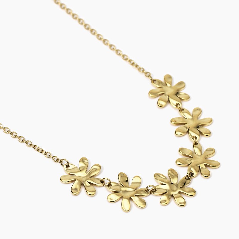 Girocollo dorato con fiori effetto martellato - 851037