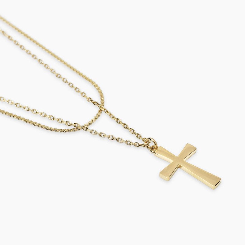 Girocollo dorato con catene e croce - 851041