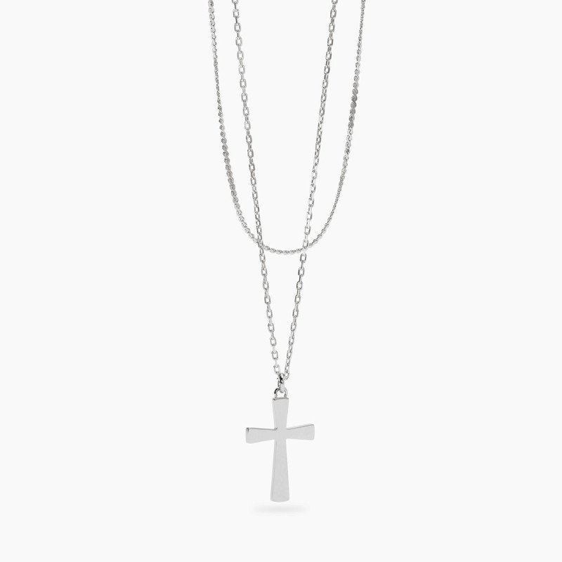 Girocollo con catene e pendente croce - 851042