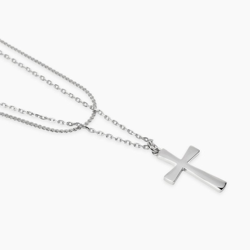 Girocollo con catene e pendente croce - 851042