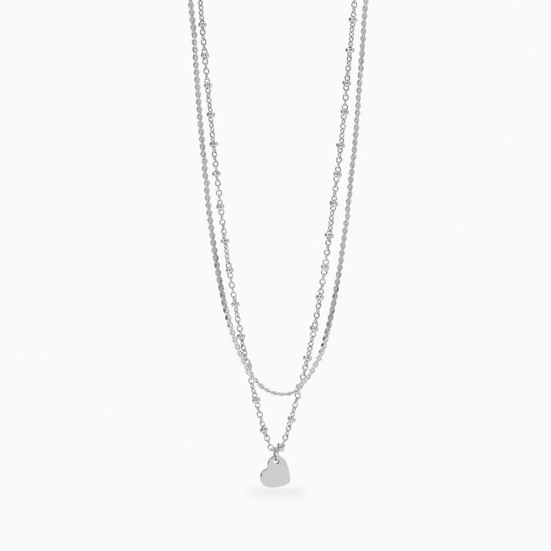 Girocollo con catene e ciondolo cuore - 851047