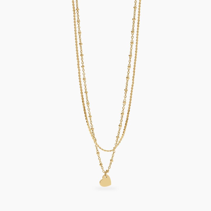 Girocollo dorato con catene e cuore - 851049