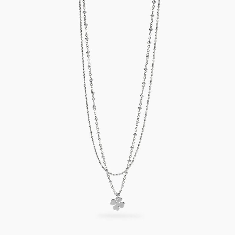 Girocollo con catene e quadrifoglio - 851050