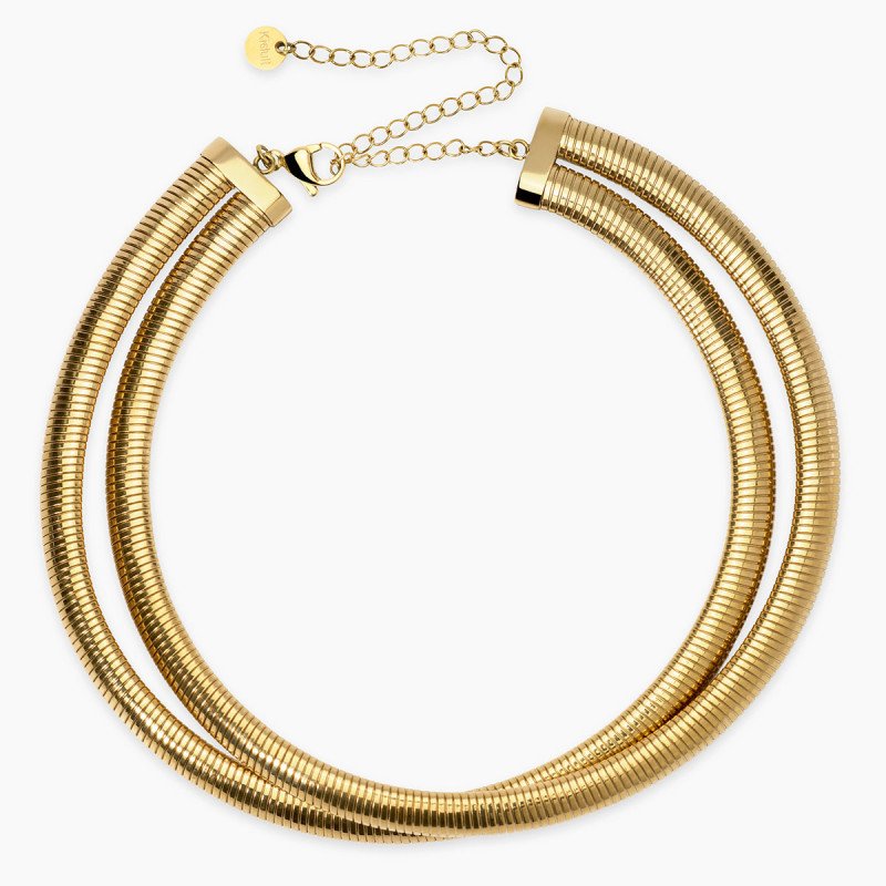 Girocollo dorato con doppia catena tubogas - 851061