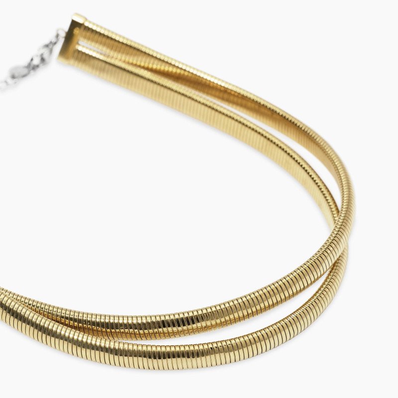 Girocollo dorato con doppia catena tubogas - 851061