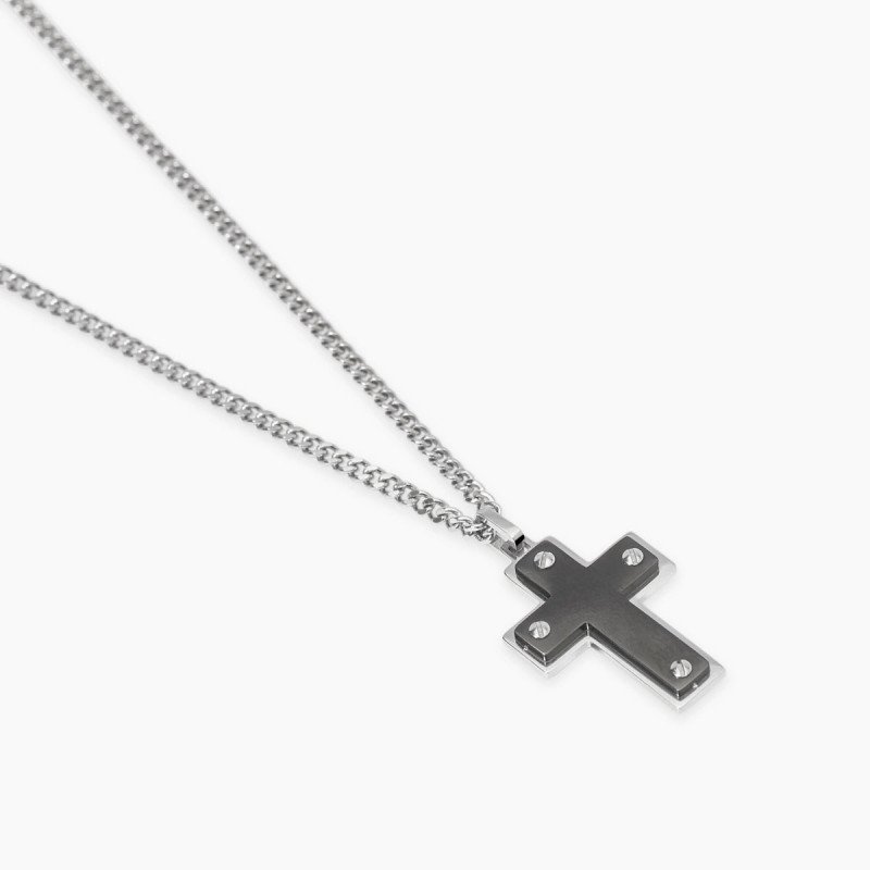 Collana da uomo con croce nera - 851075