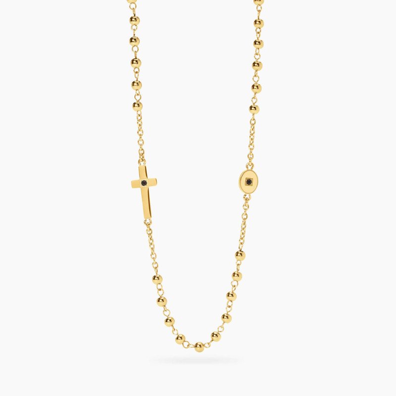 Collana in acciaio dorato con croce - 851089