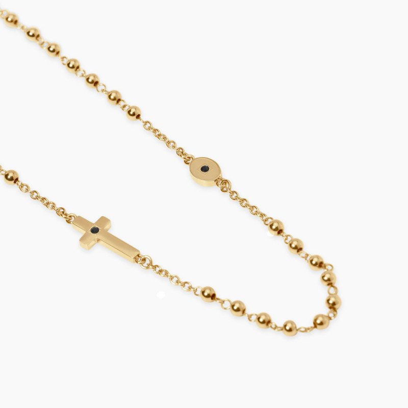 Collana in acciaio dorato con croce - 851089