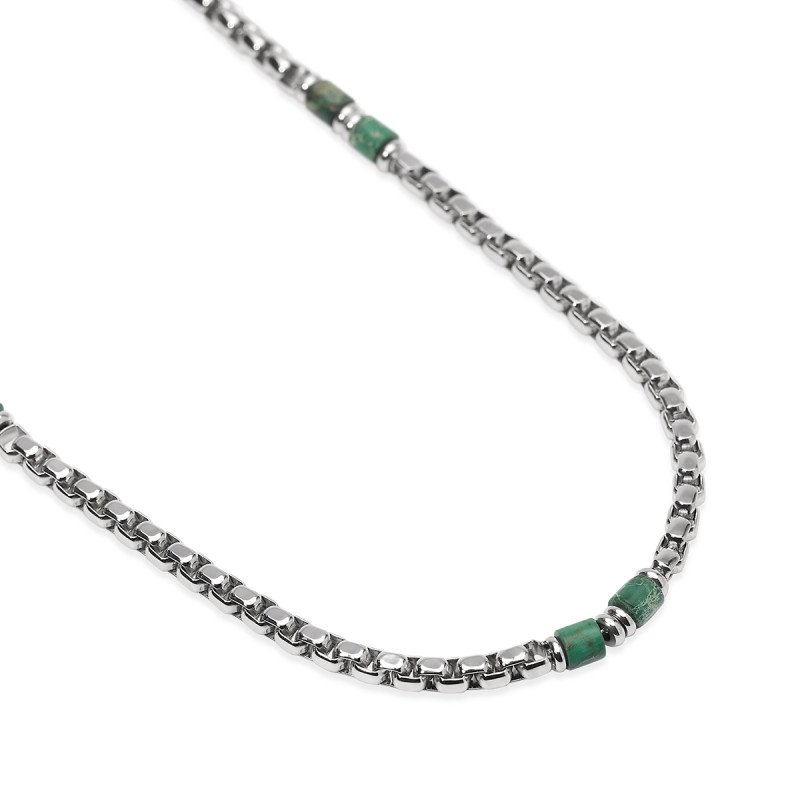 Collana in acciaio e diaspro verde - 851107
