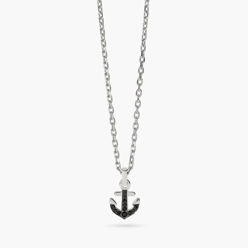 Collana con ciondolo ancora in cristalli neri - 851110