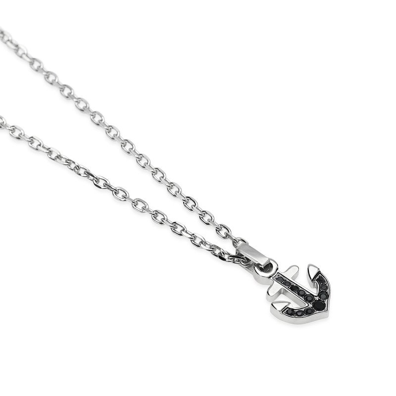 Collana con ciondolo ancora in cristalli neri - 851110