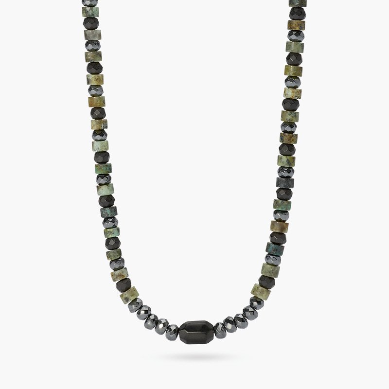 Collana regolabile con ematite e turchese verde - 851114