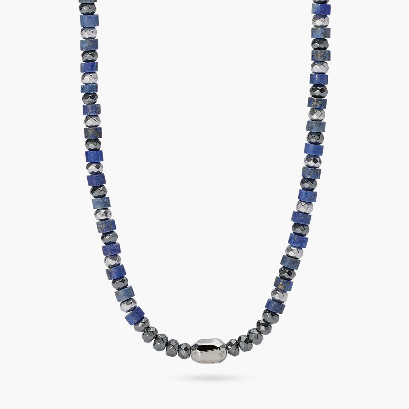 Collana regolabile con ematite e lapis - 851115