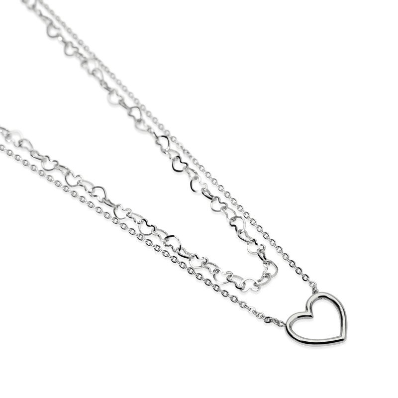Girocollo doppia catena e cuore - 851118