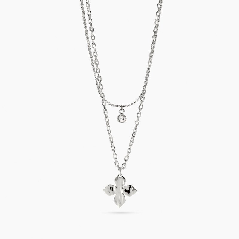 Girocollo con catene e fiore - 851129