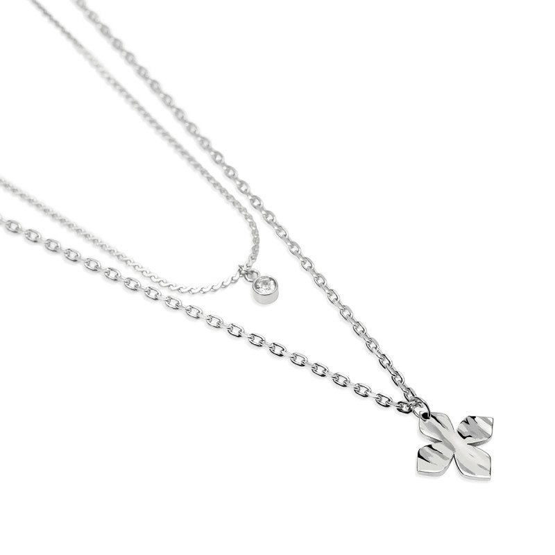 Girocollo con catene e fiore - 851129