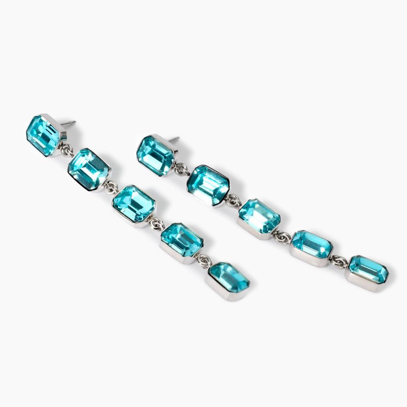 Orecchini pendenti con cristalli azzurri - 861002