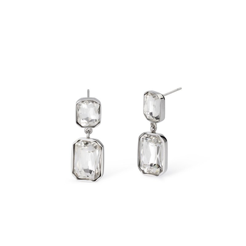 Orecchini pendenti con cristalli bianchi - 861003