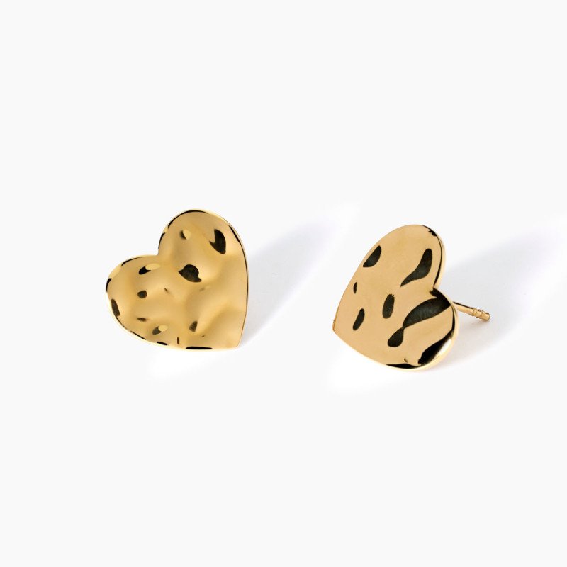 Orecchini cuore dorati effetto martellato - 861009