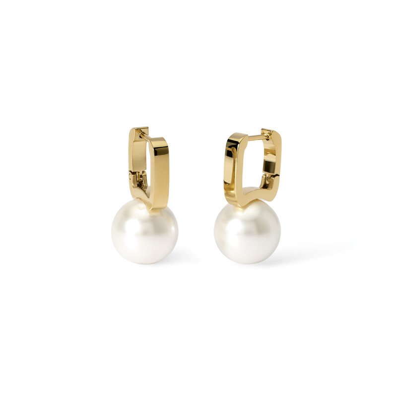 Orecchini in acciaio dorato con perle conchiglia - 861026