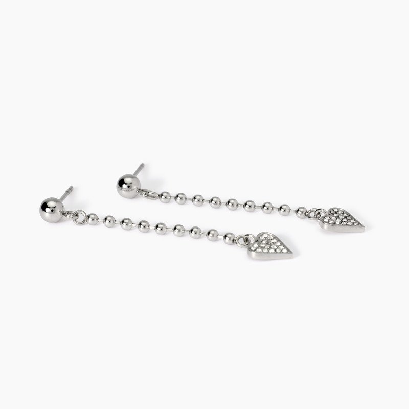 Orecchini pendenti con cuori in cristalli - 861037