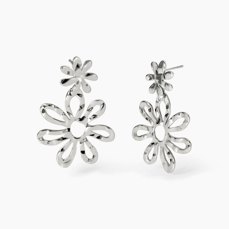 Orecchini pendenti con fiori effetto martellato - 861041