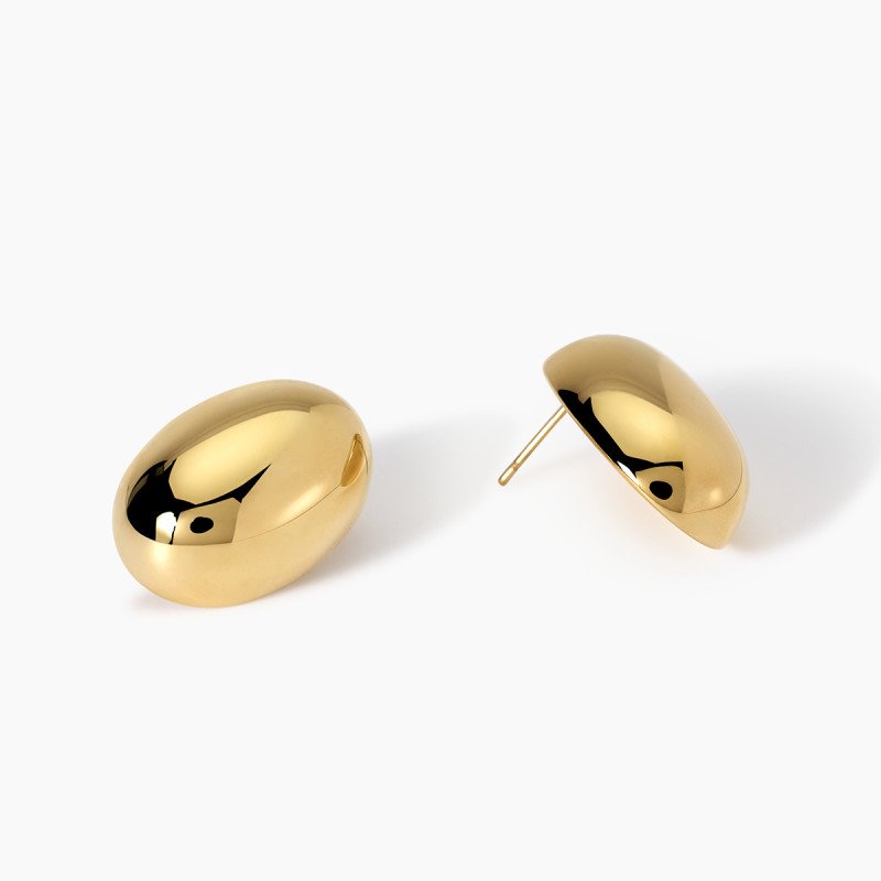 Orecchini a lobo in acciaio dorato - 861043