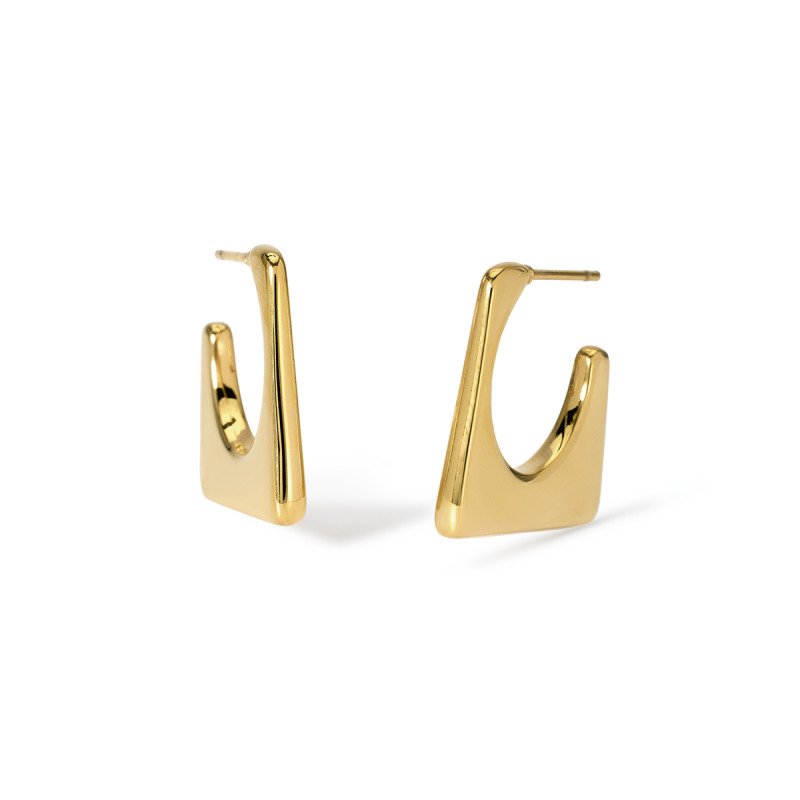 Orecchini a lobo in acciaio dorato - 861047