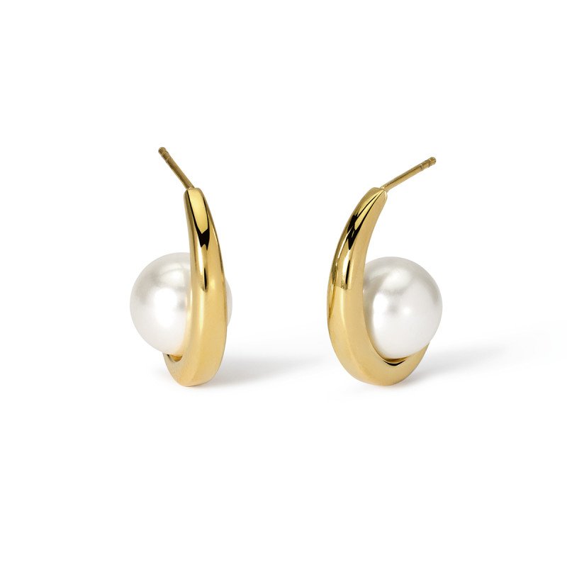 Orecchini semicerchio dorato con perle conchiglia - 861051