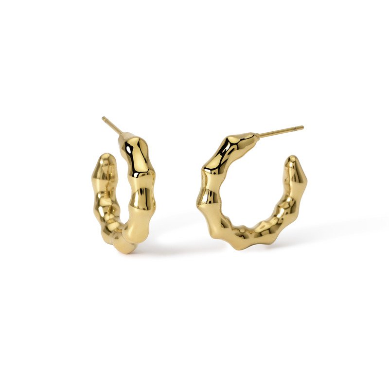 Orecchini bambù in acciaio dorato - 861054