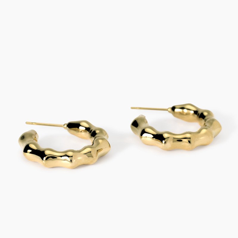 Orecchini bambù in acciaio dorato - 861054