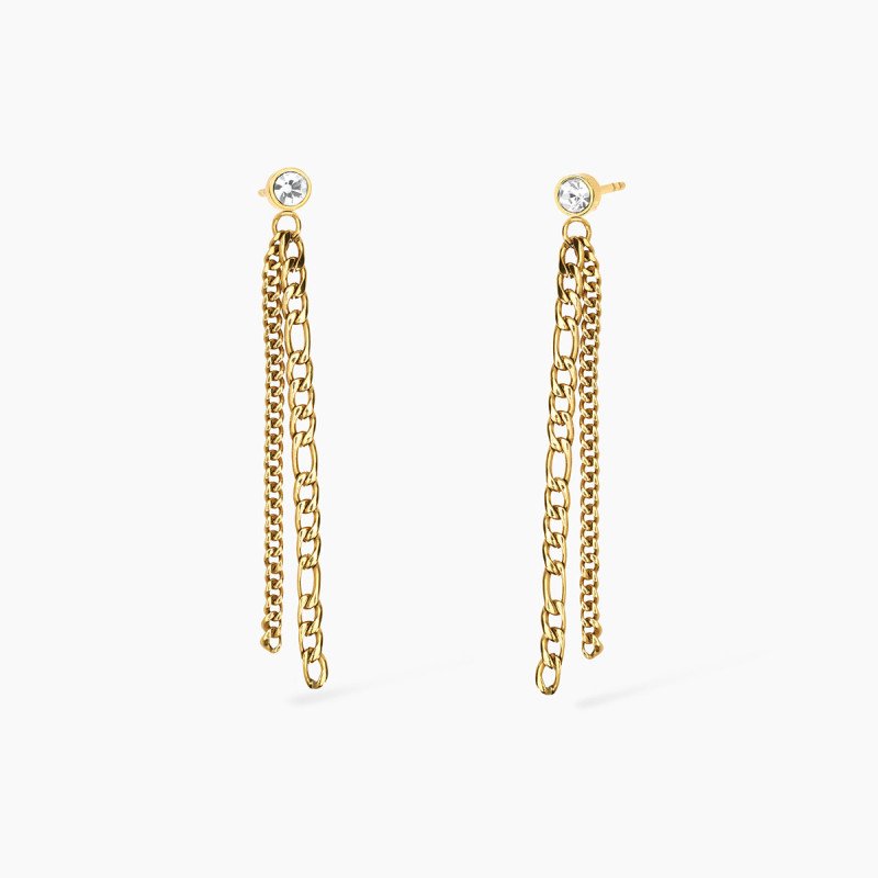 Orecchini dorati con cristallo e catene - 861062