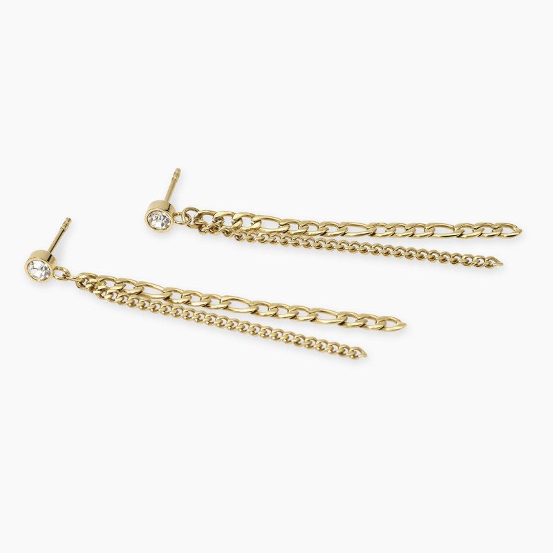 Orecchini dorati con cristallo e catene - 861062