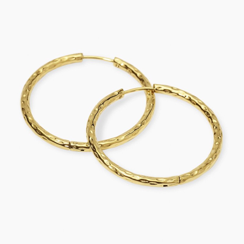 Orecchini martellati dorati a cerchio - 861076