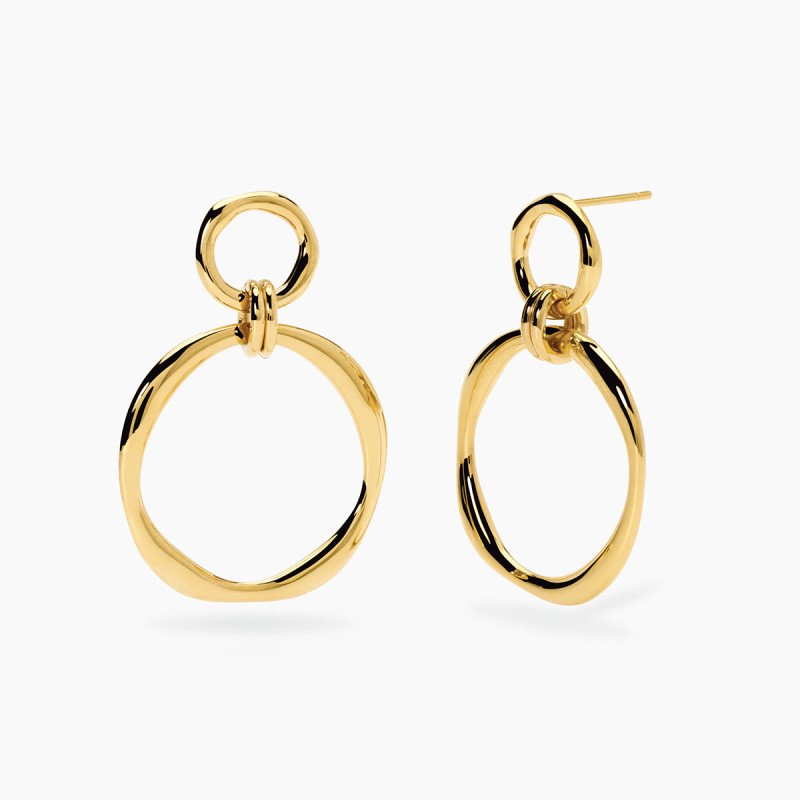 Orecchini dorati con pendenti circolari - 861088