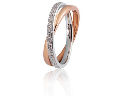 Fede Per sempre in oro rosa e bianco con diamanti ct 0,30 - 024afc011032001075035