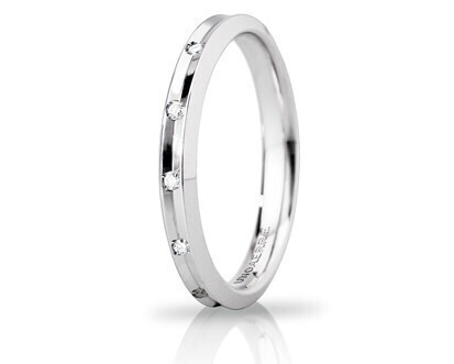 Fede Corona Slim in oro bianco con diamanti - 030afc278008001075004