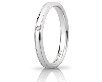 Fede Orion slim in oro bianco con diamante - 030afc279001001075004