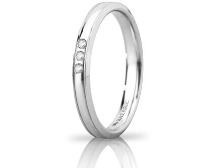Fede Orion slim in oro bianco con 3 diamanti - 030afc279003001075004