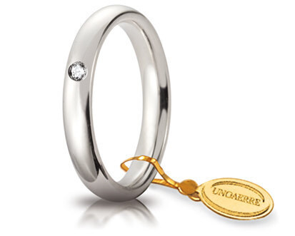 Fede Comoda mm.3,5 in oro bianco con diamante - 035afc001001001075004