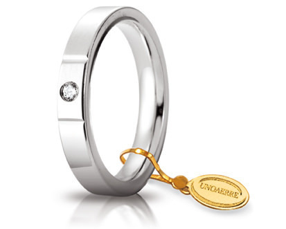 Fede Cerchi di Luce mm.3.5 in oro bianco con diamante - 035afc002001001075004