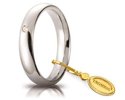 Fede Comoda mm 4,0 in oro bianco con diamante - 040afc001001001075004